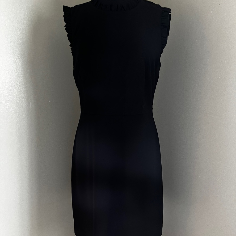 J Crew Black Size 12 Sheath Dress with Ruffle Detail - CLASSIC